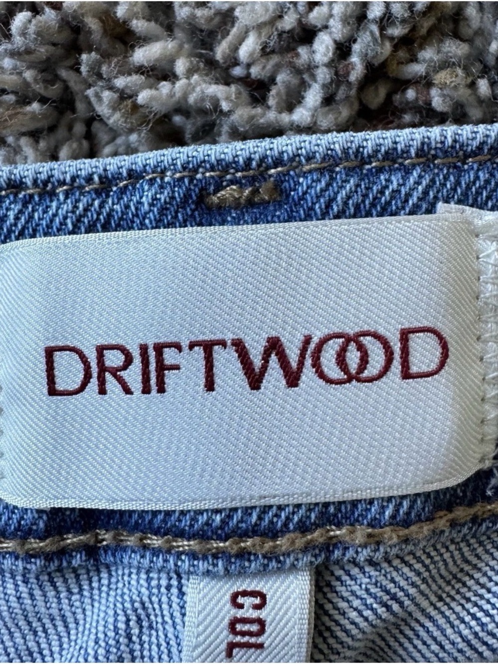 DRIFTWOOD Blue Straight Leg Jeans with Floral Embroidered Cuffs - Picture 7 of 7